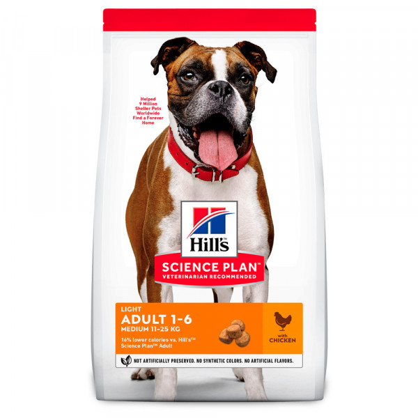 Hill'S Adult Medium Light - Ração Seca Para Cão De Porte Médio - Frango