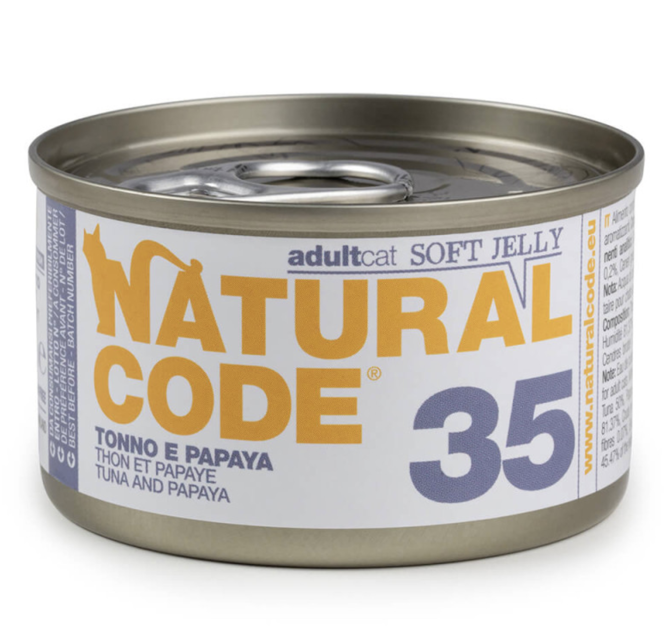 Natural Code 35 - Alimento Húmido Em Gelatina Para Gato - Atum E Papaia