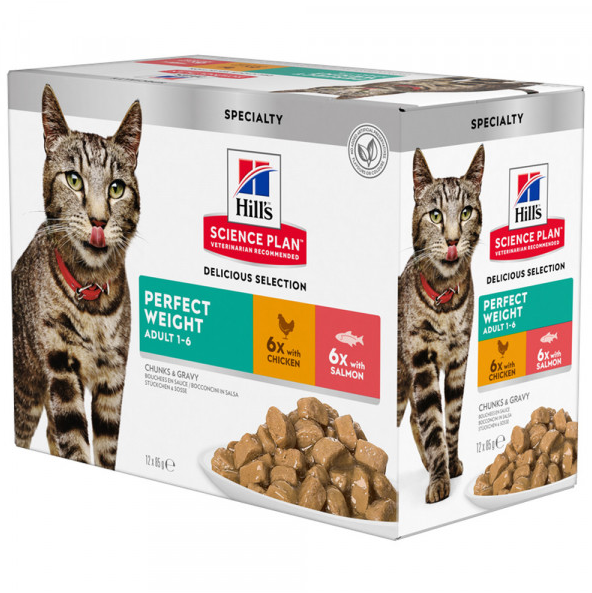 Hill'S Perfect Weight Adult - Alimento Em Molho Para Gato Adulto - Pack De Frango E Salmão
