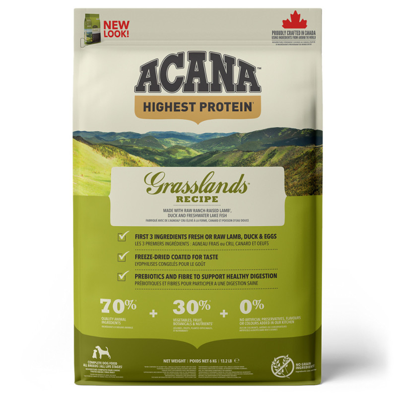 ACANA Grasslands - Ração seca para cão - Borrego, pato e ovo