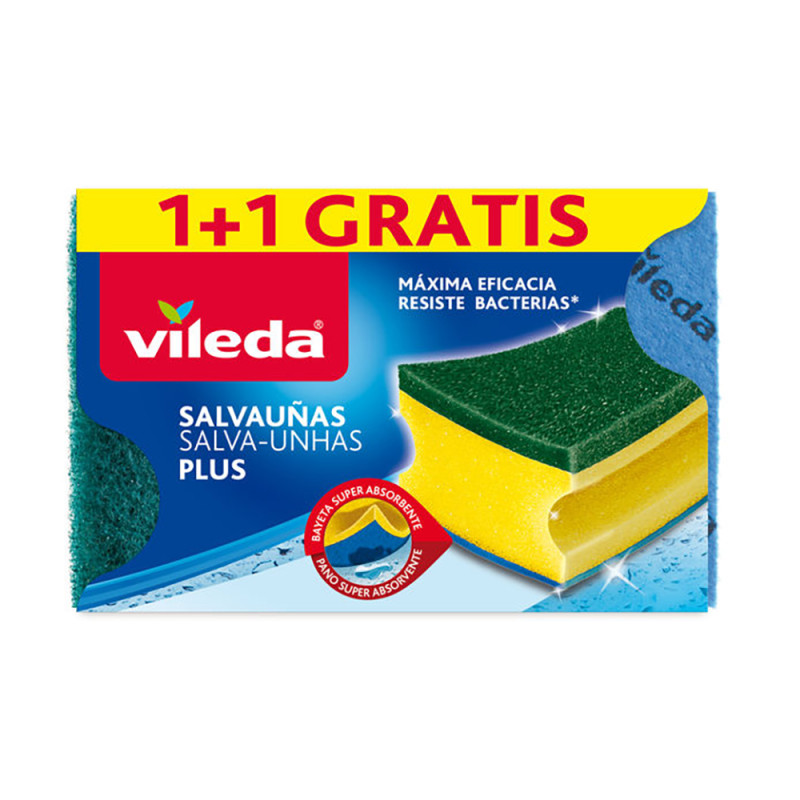 Esfregão Salva-Unhas Verde Plus com Pano Absorvente