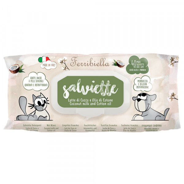 Toalhitas Salviette com leite de coco e óleo de algodão