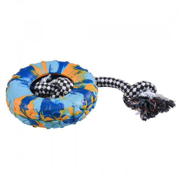 Pneu de Borracha com Corda Multicolor Para Cães