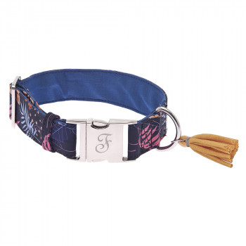 Coleira Kami Com Padrão Floral Azul Para Cão