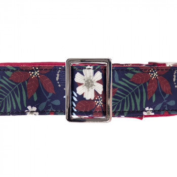 Coleira Kami Com Padrão Floral Vermelho Para Cão
