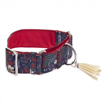 Coleira Martingala Kami Com Padrão Floral Vermelho Para Cão