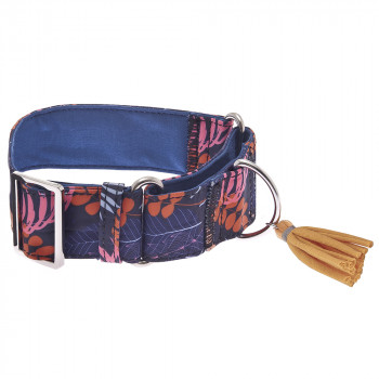 Coleira Martingala Kami Com Padrão Floral Azul Para Cão