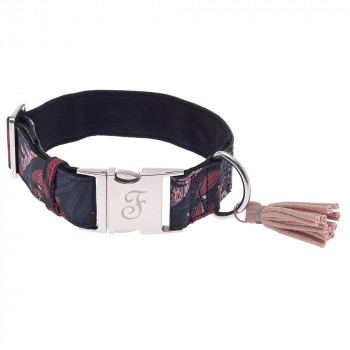 Coleira Kami Com Padrão Floral Bordeaux Para Cão