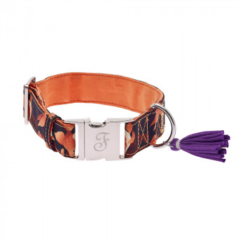 Coleira Kami Com Padrão Floral Laranja Para Cão