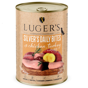 Luger'S Silver'S Daily Bites - Alimento Húmido Para Cão Sénior - Frango, Peru E Batata