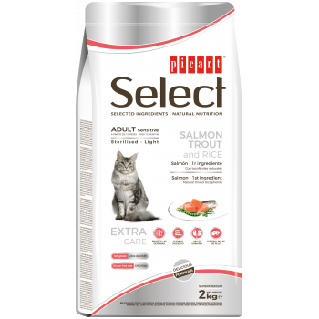 Picart Select Sensitive Sterilised/Light Gato Adulto - Salmão, Truta E Arroz