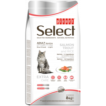 Picart Select Sensitive Sterilised/Light Gato Adulto - Salmão, Truta E Arroz