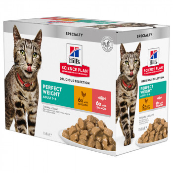 Hill'S Perfect Weight Adult - Alimento Em Molho Para Gato Adulto - Pack De Frango E Salmão