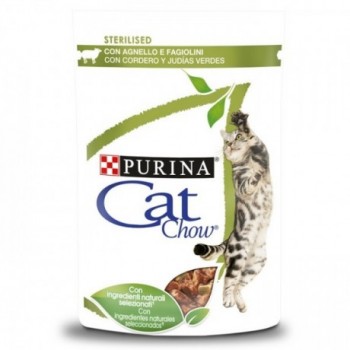 Cat Chow Sterilised Gato Adulto Borrego E Feijão Verde Em Molho