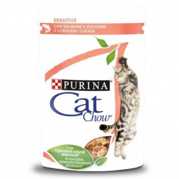 Cat Chow Sensitive Gato Adulto Salmão E Curgete Húmida