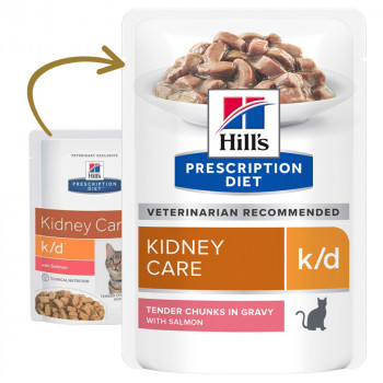 Hill'S PD Kidney Care K/D - Alimento Em Molho Para Gato Para Suporte Da Doença Renal - Salmão